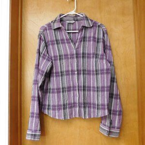 Keren Hart Purple Crinkly Button Up